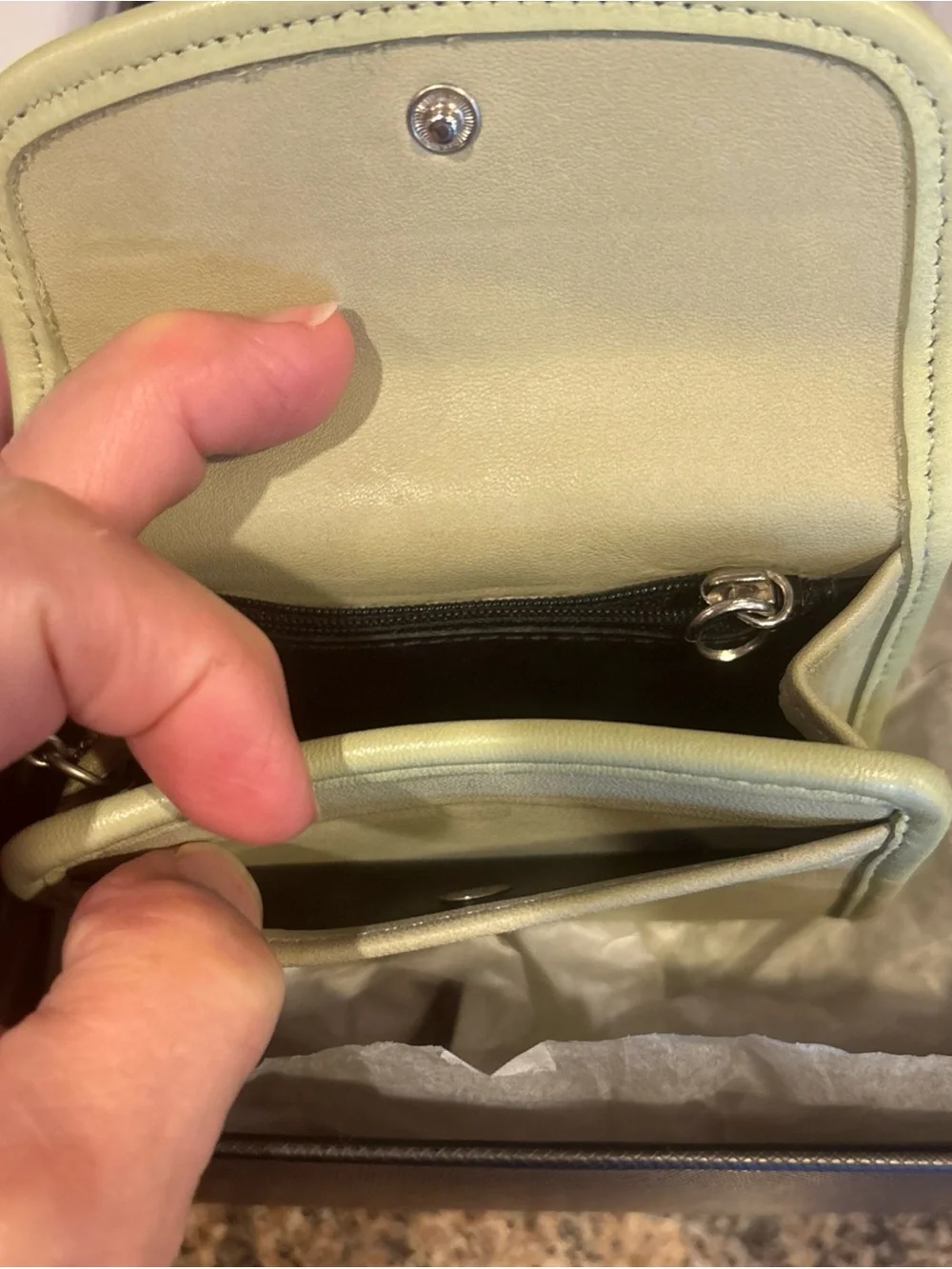 Coach multifunction wallet coin purse keychain rare pistachio leather EUC VTG - Picture 4 of 12